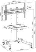 Стойка для телевизора Cactus CS-ST1030BK черный 37"-70" макс.50кг напольный мобильный