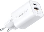 Сетевое зар./устр. Digma Pro DPW6C 65W 3.25A (PD+QC) USB-C/USB-A универсальное белый (DPW6С6GX11WH)