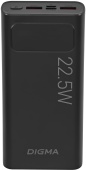 Мобильный аккумулятор Digma DGPF20A 20000mAh QC3.0/PD3.0 22.5W 3A 2xUSB-A/USB-C черный (DGPF20A22PBK)
