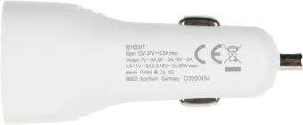 Автомобильное зар./устр. Hama H-183317 30W 3A (PD) USB Type-C для Apple белый (00183317)