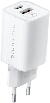 Сетевое зар./устр. Digma Pro DPW6C 65W 3.25A (PD+QC) USB-C/USB-A универсальное белый (DPW6С6GX11WH)