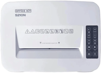 Шредер Office Kit S210N 3,9x38 белый (секр.P-4) фрагменты 16лист. 35лтр. скрепки скобы пл.карты CD