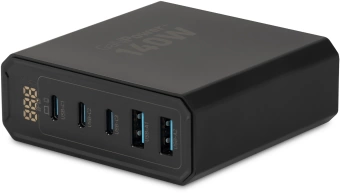 Настольное зар./устр. Digma Pro DPW10A 140W 5A (PD+QC) 3хUSB-C/2xUSB-A универсальное черный (DPW1A4G024BK)