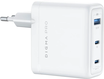 Сетевое зар./устр. Digma Pro DPW10C 100W 5A (PD+QC) 2хUSB-C/USB-A универсальное белый (DPW1С0G012WH)