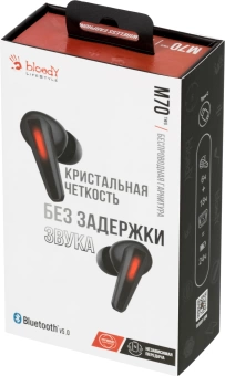 Гарнитура внутриканальные A4Tech Bloody M70 черный/красный беспроводные bluetooth в ушной раковине (M70 BLACK+ RED)