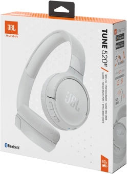 Гарнитура накладные JBL Tune 520BT белый беспроводные bluetooth оголовье (JBLT520BTWHT)