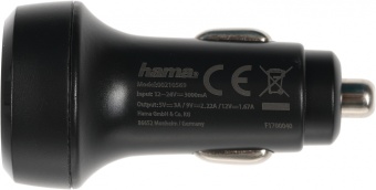 Автомобильное зар./устр. Hama H-210569 20W 1.67A+3A+2.22A (PD) USB универсальное черный (00210569)
