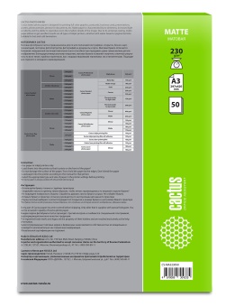 Фотобумага Cactus CS-MA323050 A3/230г/м2/50л./белый матовое для струйной печати