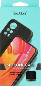 Чехол (клип-кейс) BoraSCO для Apple iPhone 15 Pro Max Silicone Case черный (72415)