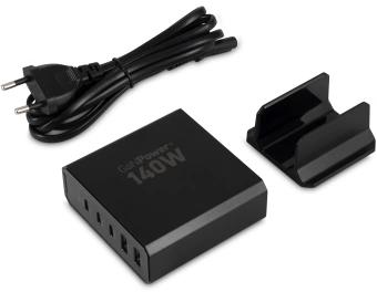 Настольное зар./устр. Digma Pro DPW10A 140W 5A (PD+QC) 3хUSB-C/2xUSB-A универсальное черный (DPW1A4G024BK)