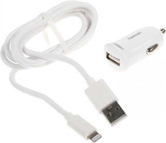 Автомобильное зар./устр. Hama H-183266 12W 2.4A USB для Apple белый (00183266)
