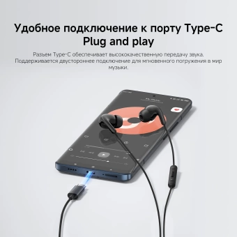 Гарнитура внутриканальные Xiaomi Type-C Earphones 1.25м белый проводные крепление за ухом (BHR8931GL)