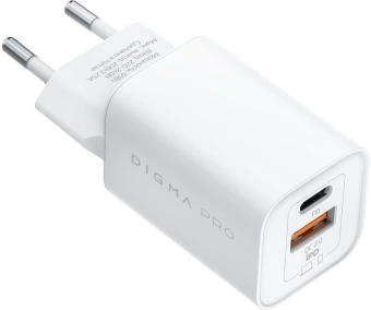 Сетевое зар./устр. Digma Pro DPW6C 65W 3.25A (PD+QC) USB-C/USB-A универсальное белый (DPW6С6GX11WH)