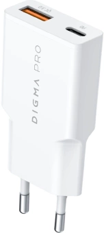 Сетевое зар./устр. Digma Pro DPW3A 30W 3A (PD+QC) USB-C/USB-A универсальное белый (DPW3A3GX11WH)