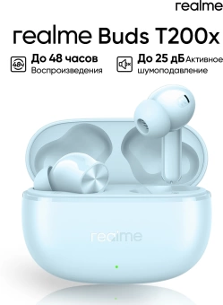 Гарнитура внутриканальные Realme Buds T200x синий беспроводные bluetooth в ушной раковине (6941764471917)
