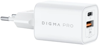 Сетевое зар./устр. Digma Pro DPW6C 65W 3.25A (PD+QC) USB-C/USB-A универсальное белый (DPW6С6GX11WH)