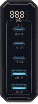 Настольное зар./устр. Digma Pro DPW10A 140W 5A (PD+QC) 3хUSB-C/2xUSB-A универсальное черный (DPW1A4G024BK)