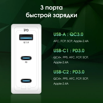 Сетевое зар./устр. Digma Pro DPW10C 100W 5A (PD+QC) 2хUSB-C/USB-A универсальное белый (DPW1С0G012WH)