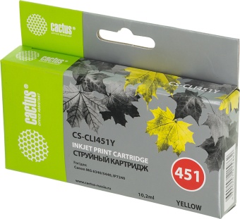 Картридж струйный Cactus CS-CLI451Y желтый (12мл) для Canon MG6340/5440/IP7240