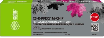 Картридж перезаправляемый струйный Cactus CS-R-PFI321M-CHIP PFI-321 пурпурный (260мл) для Canon imagePROGRAF TM-200/200MFP/205/300/300MFP/305/250/255/350/355 с чипом