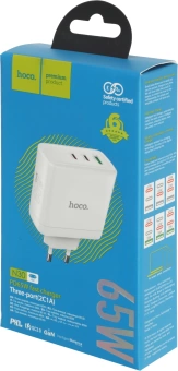 Сетевое зар./устр. Hoco N30 Glory 25W 3.25A+3A+1.5A (PD+QC) универсальное белый (84155)