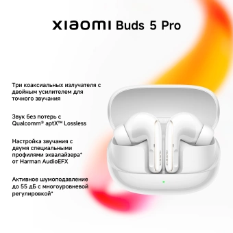 Гарнитура внутриканальные Xiaomi Buds 5 Pro BT белый беспроводные bluetooth в ушной раковине (BHR9642GL)