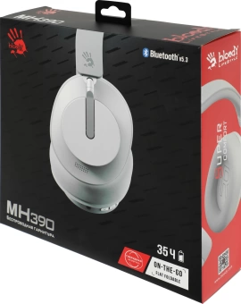 Наушники накладные A4Tech Bloody MH390 белый беспроводные bluetooth оголовье (MH390 WHITE)