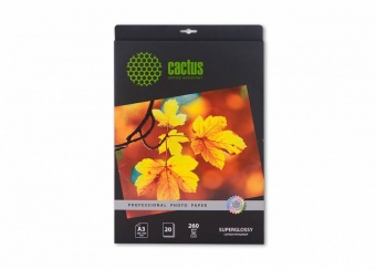 Фотобумага Cactus Prof CS-HGA326020 A3/260г/м2/20л./белый глянцевое для струйной печати