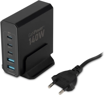 Настольное зар./устр. Digma Pro DPW10A 140W 5A (PD+QC) 3хUSB-C/2xUSB-A универсальное черный (DPW1A4G024BK)