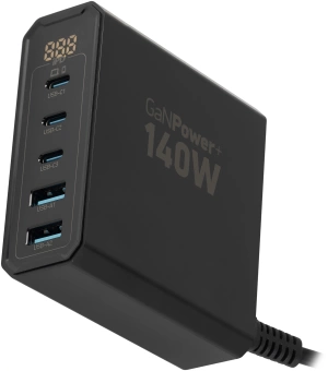 Настольное зар./устр. Digma Pro DPW10A 140W 5A (PD+QC) 3хUSB-C/2xUSB-A универсальное черный (DPW1A4G024BK)