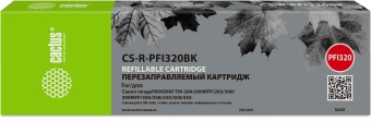 Картридж перезаправляемый струйный Cactus CS-R-PFI320BK PFI-320BK черный (260мл) для Canon imagePrograf TM-200/200MFP/205/300/300MFP/305/250/255/350/355 без чипа