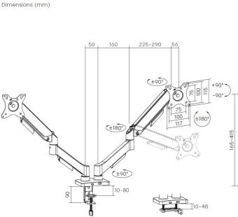 Кронштейн для мониторов Cactus CS-VM-MD-72-BK черный/белый 17"-32" макс.9кг настольный поворот и наклон