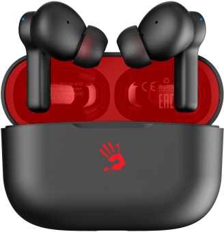 Гарнитура внутриканальные A4Tech Bloody M30 черный/красный беспроводные bluetooth в ушной раковине (M30 (BLACK+RED))