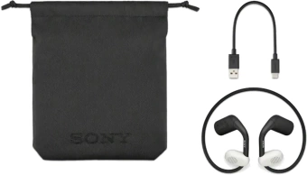 Гарнитура накладные Sony WI-OE610 черный/белый беспроводные bluetooth нашейный держатель (WI-OE610/BQ E)