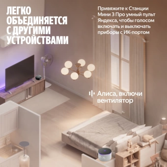 Умная колонка Yandex Станция Мини 3 Про Алиса серый 18W 1.0 BT/Wi-Fi (YNDX-00059GRY)
