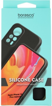 Чехол (клип-кейс) BoraSCO для Apple iPhone 15 Plus Silicone Case черный (72414)