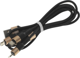 Кабель Hoco X26 Xpress one 80275 USB (m)-Lightning (m)/USB Type-C (m)/micro USB (m) 1м черный/золотистый