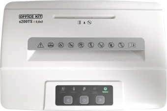Шредер Office Kit S200TS 0,8x2 белый (секр.P-7) фрагменты 6лист. 25лтр. скобы пл.карты CD
