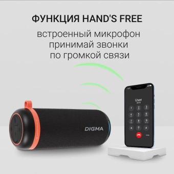 Колонка порт. Digma D-PS1521 черный 16W 2.0 BT 10м 1800mAh (PS1521B)
