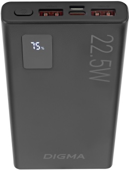Мобильный аккумулятор Digma DGPF10A 10000mAh QC3.0/PD3.0 22.5W 3A 2xUSB-A/USB-C черный (DGPF10A22PBK)