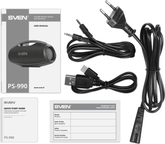 Колонка порт. Sven АС PS-990 черный 180W 2.0 BT/3.5Jack 5200mAh (без.бат) (SV-022891)