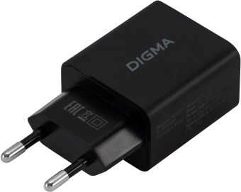 Сетевое зар./устр. Digma DGW2D 20W 3A+1A (PD+QC) USB-C/USB-A универсальное черный (DGW2D0F110BK)