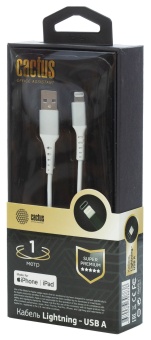 Кабель Cactus CS-LG.USB.A-1 USB (m)-Lightning (m) 1м белый блистер