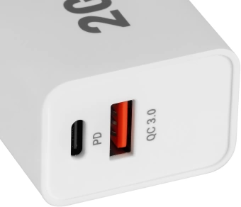 Сетевое зар./устр. Digma DGW2D 20W 3A+1A (PD+QC) USB-C/USB-A универсальное белый (DGW2D0F110WH)