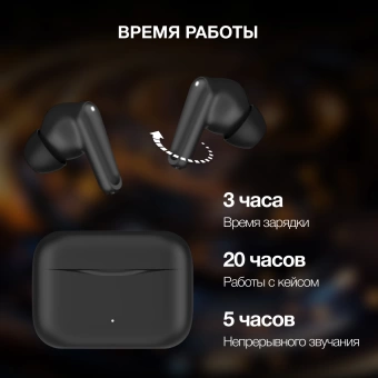 Гарнитура внутриканальные Hyundai Select H-EP203 черный беспроводные bluetooth в ушной раковине (HEP203B)