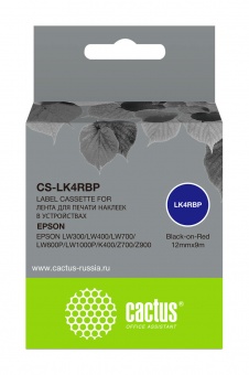 Картридж ленточный Cactus CS-LK4RBP черный для Epson LW300/LW400/LW700/LW600P/LW1000P/K400/Z700/Z900